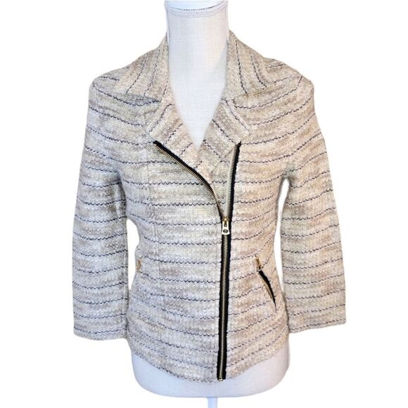 Lucky Brand Moto Jacket Beige Boucle Size Small - Picture 3 of 11